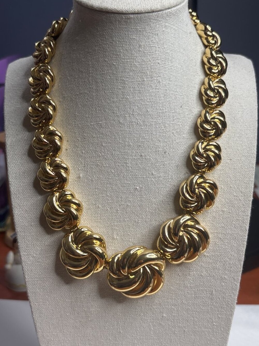 Rare RFM Gold Tone Chunky Statement Necklace |Signed